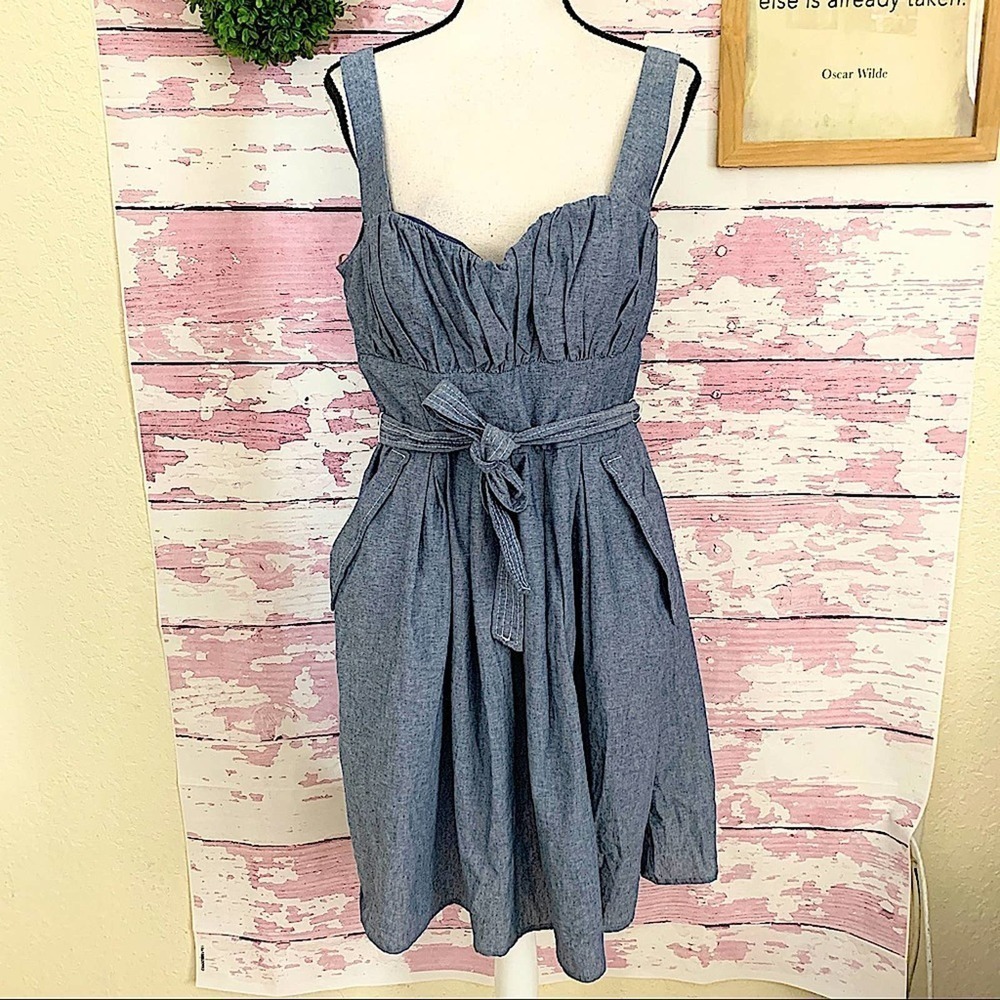 CITY TRIANGLE Blue Belted Chambray Dress Juniors 13